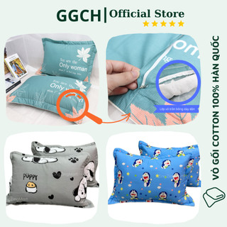 Vỏ gối Cotton lạnh Hàn Quốc mẫu đẹp Cotton 100% - Kích thước 45x65cm (được chọn mẫu)