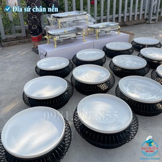 Đĩa sứ chấn nến, đĩa sứ xanh - trắng
