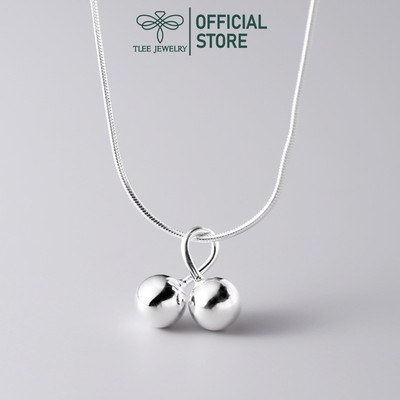 Dây chuyền bạc nữ TLEE sợi mì tròn chắc chắn treo mặt bi cherry xinh xắn TLEE JEWELRY D0339