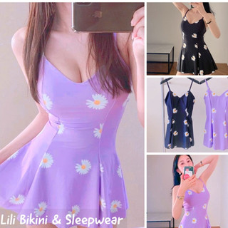 Đồ bơi, bikini váy cúc hoạ mi tím, đen cực xinh xắn , kèm quần lót kín đáo bộ bơi