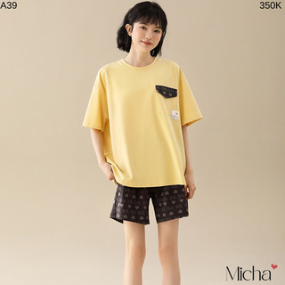 Đồ bộ nữ mặc nhà mặc ngủ vải Lycra cotton cao cấp - Micha A39
