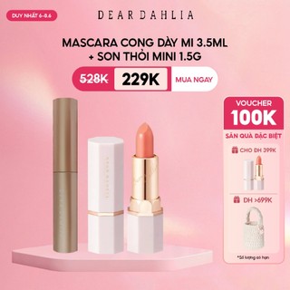 Combo Mascara Làm Dày Mi Dear Dahlia Volumizing 3.5ml & Son Thỏi S201 Oliva 1.5g