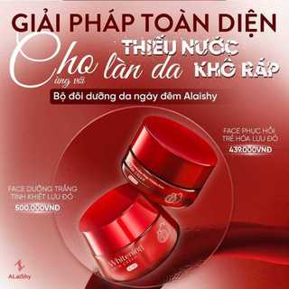 Combo kem face ngày và đêm alaishy lựu đỏ - kem phục hồi trẻ hóa lựu đỏ và kem dưỡng trắng tinh khiết alaishy
