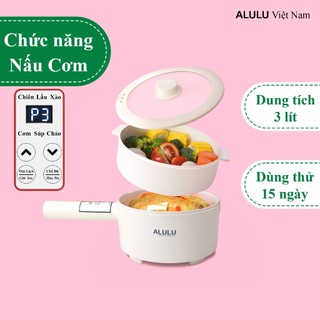 Nồi điện đa năng ALULU, Dung tích 3 Lít ( kèm khay hấp 2,4 Lít ), Bảo hành 12 tháng