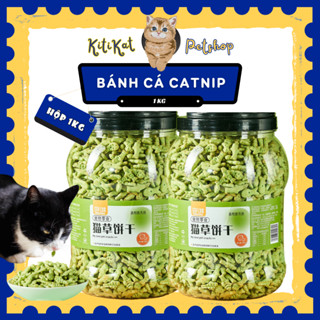 [COMBO HỘP 1KG] Bánh cá catnip cho mèo mix cá ngừ hộp 1kg, Bánh thưởng catnip giúp mèo tiêu búi lông, giảm hôi miệng