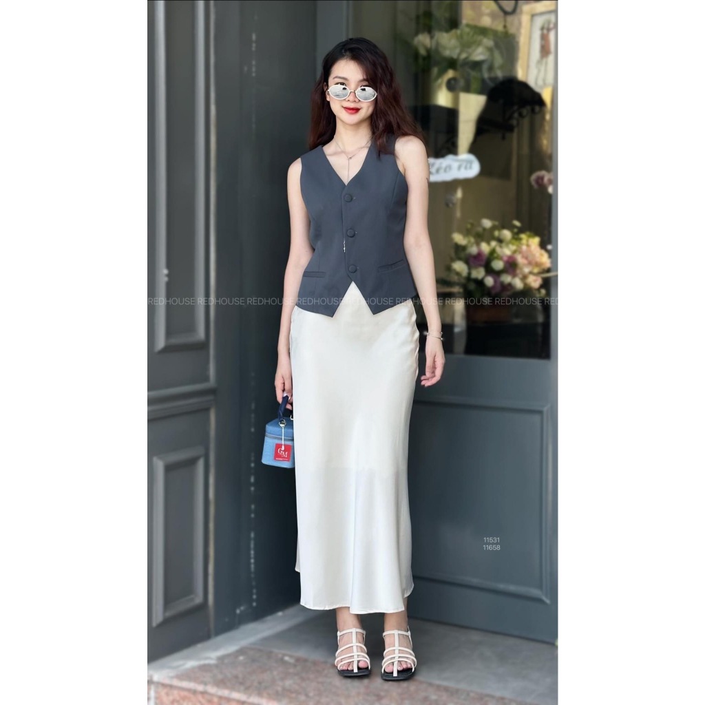 Áo gile vest cúc bọc