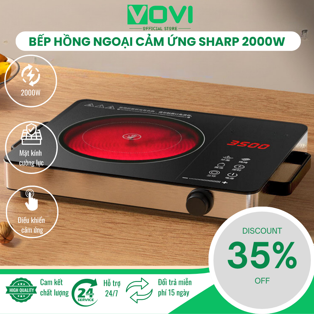 Bếp Hồng Ngoại Cảm Ứng Sharp KS390D 2000W [Bảo Hành 12 Tháng]