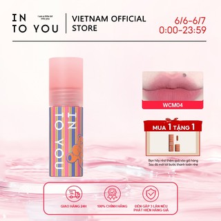 INTO YOU × wiggle wiggle Bùn Môi Mây Mờ Nhung Không dễ dính vào cốc Son bóng Son môi Dành cho sinh viên Làm trắng