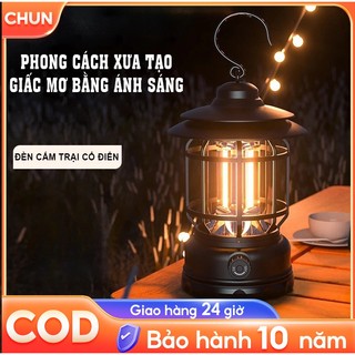 Đèn Cắm Trại Dã Ngoại Du lịch Dùng Pin Sạc USB Tích Điện Thương Ánh Sáng Vàng Trang Trí Đèn cắm trại Đèn ngoài trời