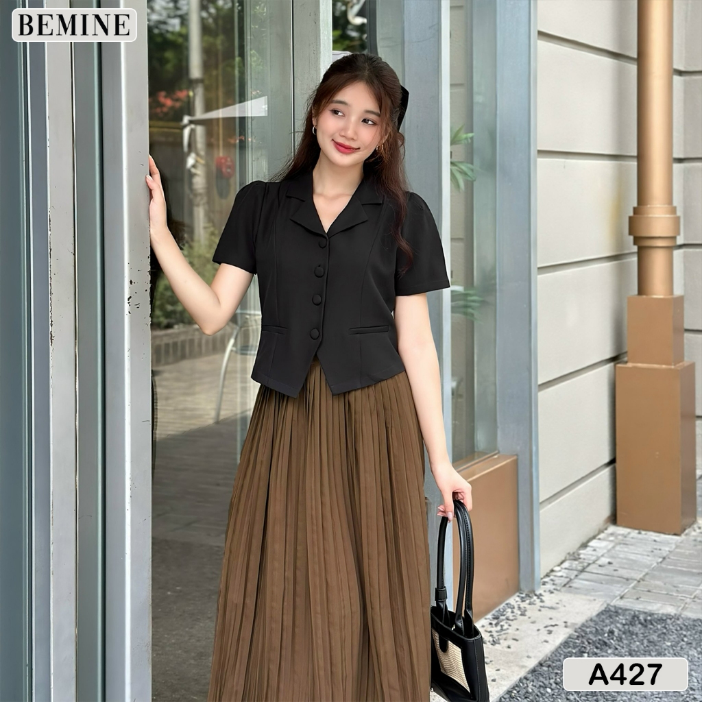 Áo cổ vest phối nút BEMINE A427
