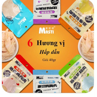 Combo 10 gói ức gà hấp ăn liền Masti