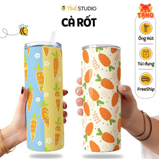 Bình Giữ Nhiệt Hình Cà Rốt - 600ml - Inox 304 - Tặng Túi Xách - Tỉ Mỉ Studio