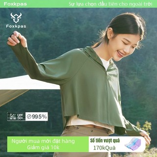 Foxkpas Áo chống nắng nữ croptop chống tia cực tím UPF 50+ chống tia UV chất lụa nhẹ mát lạnh rộng 40-70kg