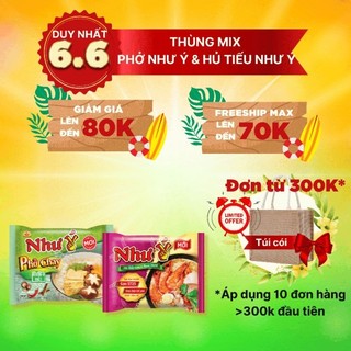 Thùng Mix Phở Chay & Hủ Tiếu Như Ý hoặc Thùng 30 gói Phở Chay Như Ý 65g/gói