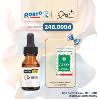 Diệp lê x serum vitamin c dưỡng trắng làm mờ sẹo thâm acnes c10 15ml tặng giấy thấm dầu 100 tờ