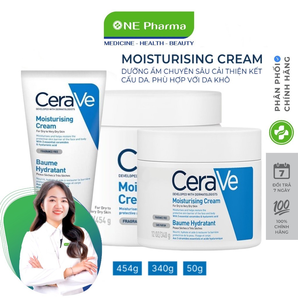 Kem dưỡng ẩm dành cho da khô Cerave Moisturizing Cream 340g (Bản Pháp)