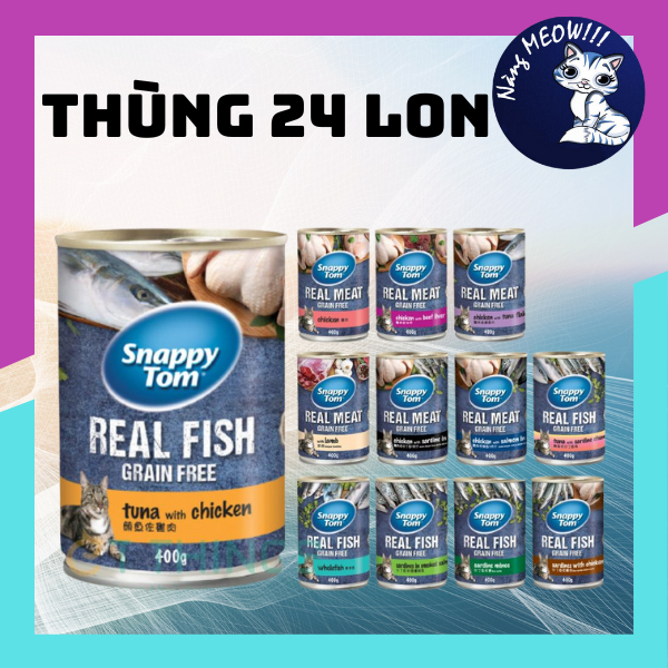 COMBO 24 LON PATE CHO MÈO LỚN SNAPPY TOM LON 400g NÀNG MEOW