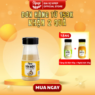 Tỏi Bột Tự Nhiên Vipep Hũ Nhựa 70g - Gia vị Vipep