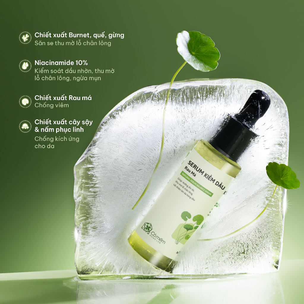 Combo Kiềm Dầu Giảm Mụn Mờ Vết Thâm Mụn Serum Chấm Mụn Rau Má Cỏ Mềm