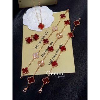 Lắc tay Hình Bông Hoa 4 cánh Bạc Cao Cấp Rosegold