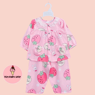 Đồ bộ lanh dài bé gái, bộ tole dài tay quần dài bé gái, bộ dài mặc nhà bé gái kem baby shop