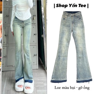 Quần ống loe nữ màu bụi bặm Yến Tee , ống quần tạo kiểu gỡ ống mới 2024