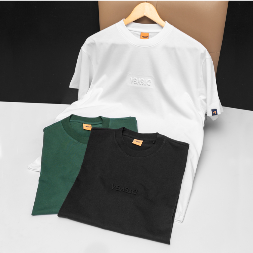 Áo Thun Local Brand Unisex VBASIC Nam Nữ Tay Lỡ From Rộng Cổ tròn Chất Cotton Chữ Dập Nổi