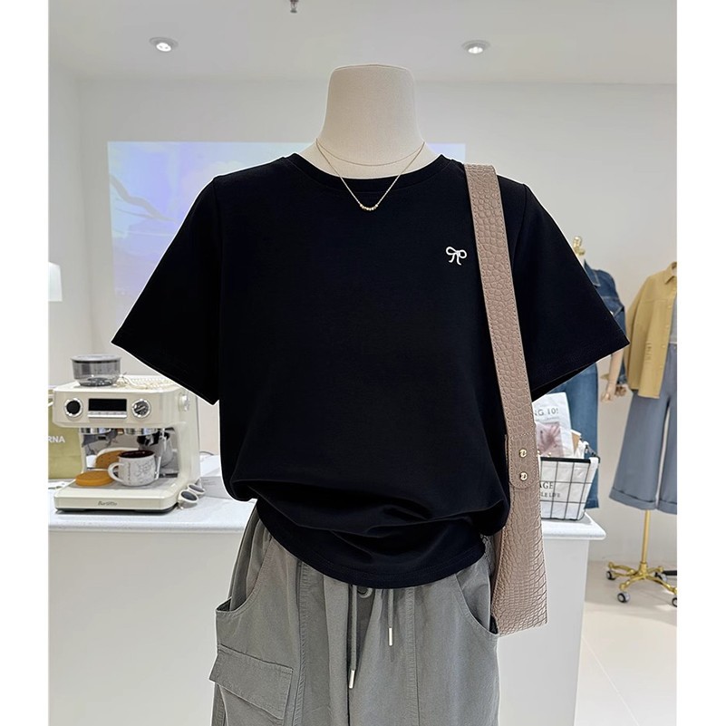 Quần jeans nữ ống rộng màu xanh nhạt , lưng cao , đính nơ & Áo  thun thêu nơ. FEEDBACK THẬT- HÀNG SẴN Suri Clothing | BigBuy360 - bigbuy360.vn