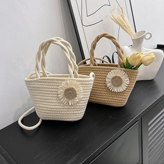 HOTREN 2024 HÀNG QUẢNG CHÂU Túi đi biển túi cói mini hoa cúc Thân Thiện Với Môi Trường Thời Trang Hè Phong Cách Nhật Bản