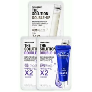3 mặt nạ the face shop the solution 20ml & tinh chất cica 15ml
