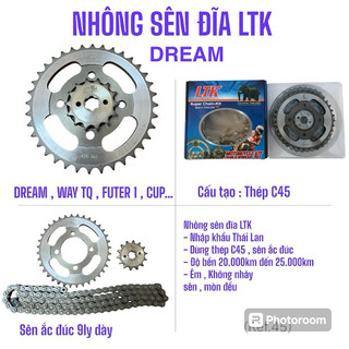 Nhông sên dĩa ltk dream , way tq , futer 1 nhập khẩu 100% thái lan