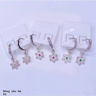 Bông tai trẻ em mặt hoa chất liệu bằng bạc MS0055