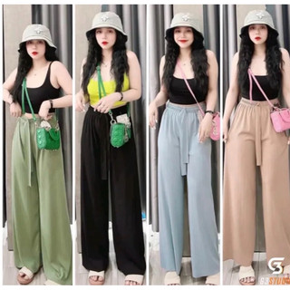 Quần Thun Nữ Ống Suông Tăm Có Túi Mẫu Mới Nhất Free Size Dưới 75Kg