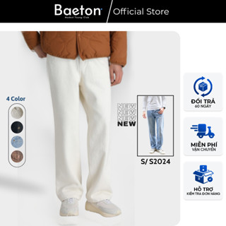 Quần jean nam ống suông trắng đen cạp cao form chuẩn Hàn Quốc dày dặn, hack dáng thương hiệu BAETON - J03