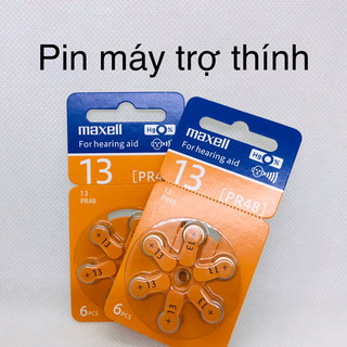 Vĩ 6 viên Pin 13 MAXELL PR48 Nhập khẩu Đức dùng cho máy trợ thính, máy điếc, máy nhéc tai
