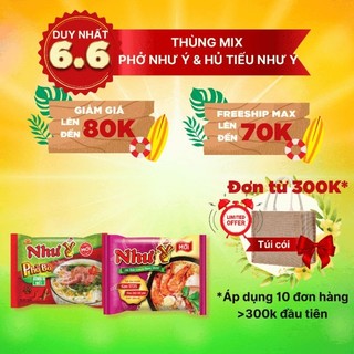 Thùng Mix Phở Bò & Hủ Tiếu Như Ý hoặc Thùng 30 gói Phở Bò Như Ý 65g/gói
