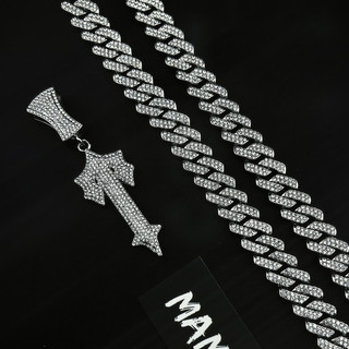 (Tặng kèm nhẫn) Combo dây chuyền cuban 14mm và Mặt dây chuyền TRAPSTAR MAMA KING