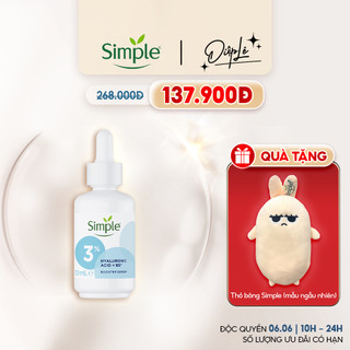  Tinh chất Simple Hyaluronic Acid + B5* Booster cấp ẩm sâu đa tầng 30ml