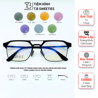 Gọng kính cận nam nữ,gọng Titan,kính mắt vuông chống Uv và ánh sáng xanh-MÃ TT1