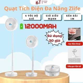 Quạt Tích Điện Gấp Gọn Để Bàn Đa Năng, Quạt Sạc Mini 4 Chế Độ Gió, 15000mAh Tiện Lợi Mang Đi Chơi