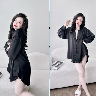  Váy Đầm Ngủ Sơmi Sexy FREESIZE KÈM QUẦN Chất Liệu Lụa Latin Cao Cấp. 