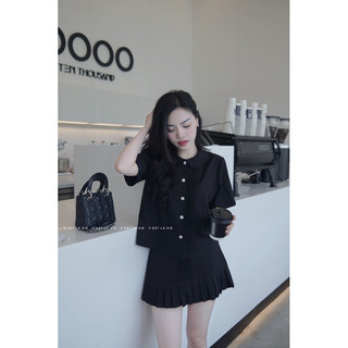 Set áo dập li ngực cúc đá C'est lavie