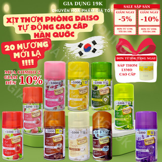 Lõi Xịt Phòng Thơm Tự Động 20 Hương DAISO Hàn Quốc - Lưu Hương Lâu, Đa Dạng Hương, Khử Ẩm Mốc 280ml
