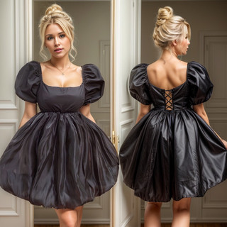 Đầm xoè cổ vuông tay phổng đan dây lưng Briebrie cao cấp chất liệu organza, sang chảnh - 100