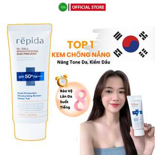 Kem Chống Nắng Repida SPF50+ Số 1 nâng Tone da, Kiềm dầu, Chống nắng 8 Tiếng, Che khuyết điểm Kem Chống Nắng cho Da Khô