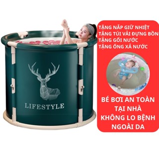 Bể tắm gấp gọn cho người lớn 6 lớp làm từ vải Oxford bồn tắm chống thấm giữ nhiệt 3h 