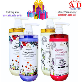 Bộ dầu gội xả Sinhair Saryyam Biotin Collagen phục hồi mềm mượt, sạch gàu, giảm gãy rụng 500ml