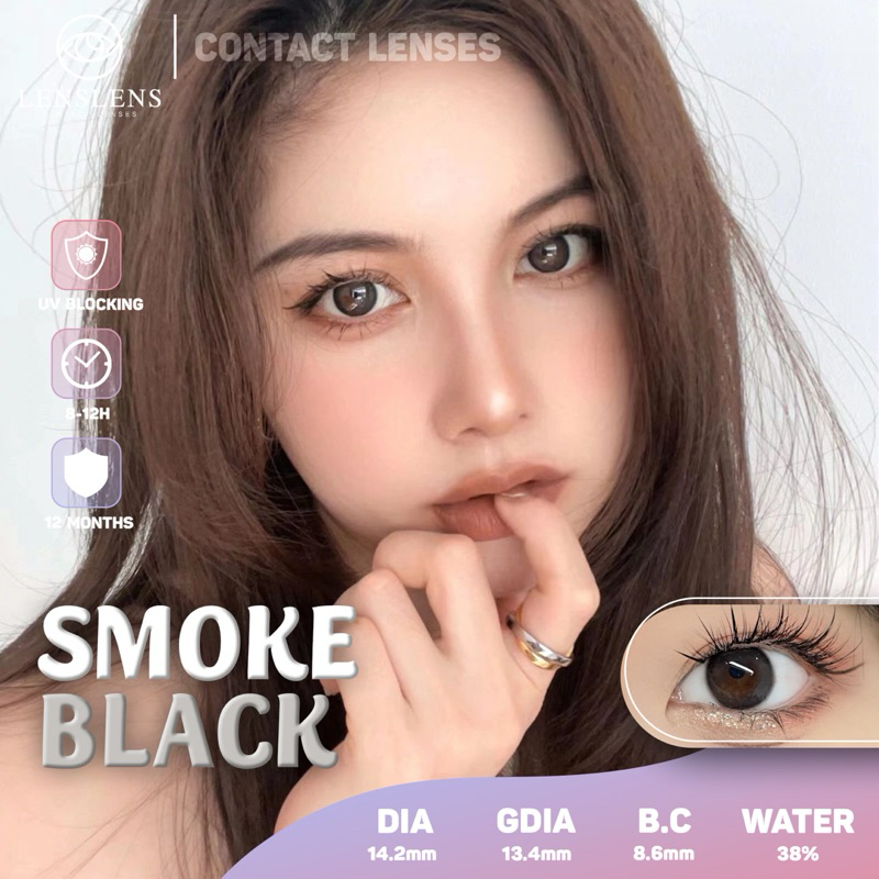 Lens Mắt Kính Áp Tròng Đen Khói Smoke Black 14.2mm_T5-A3