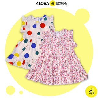 Váy bé gái 4LOVA chất thô cotton mềm mại thoáng mát họa tiết dễ thương hàng chính hãng KID0190