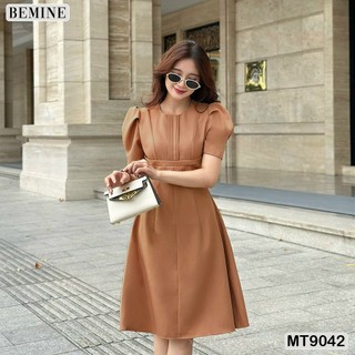 Đầm thiết kế cổ tròn tay phồng tùng chữ a bemine mt9042